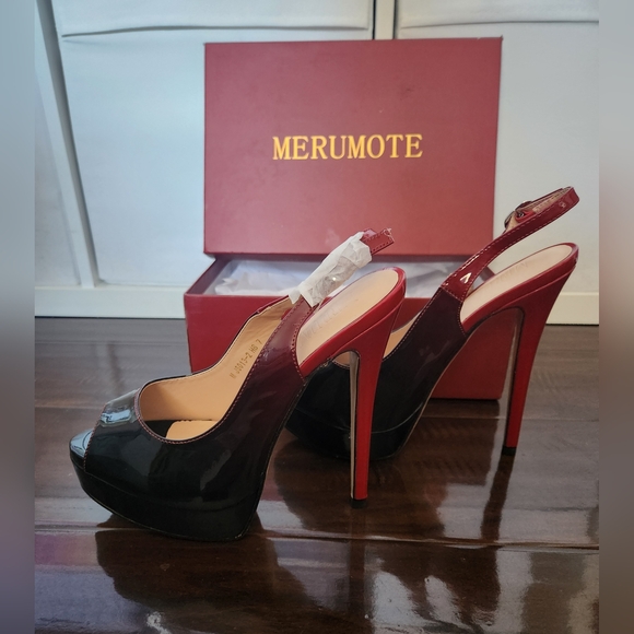 MERUMOTE Women's Slingback Shoes Peep Toe Platforms 6 Inch Heels Size 7 NWT - Picture 8 of 16